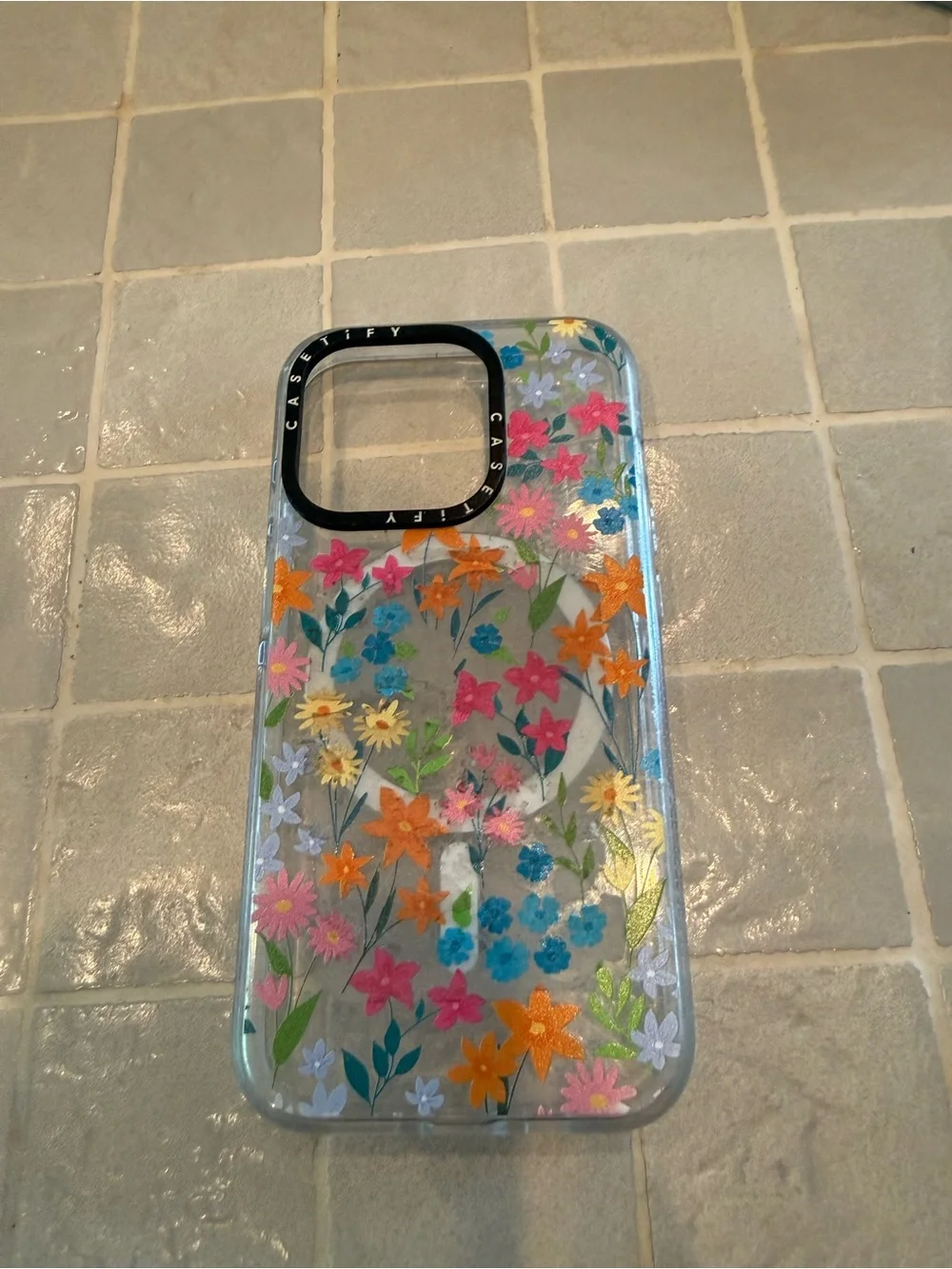 Casetify Clear Floral iPhone Case - Blue, Orange, Pink, Yellow